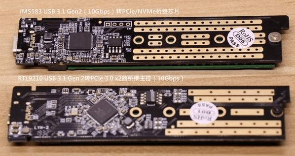 Raspberry Pi 4’te NVMe SSD kullanmak için iki PCIe-to-USB köprü çipi çözümü