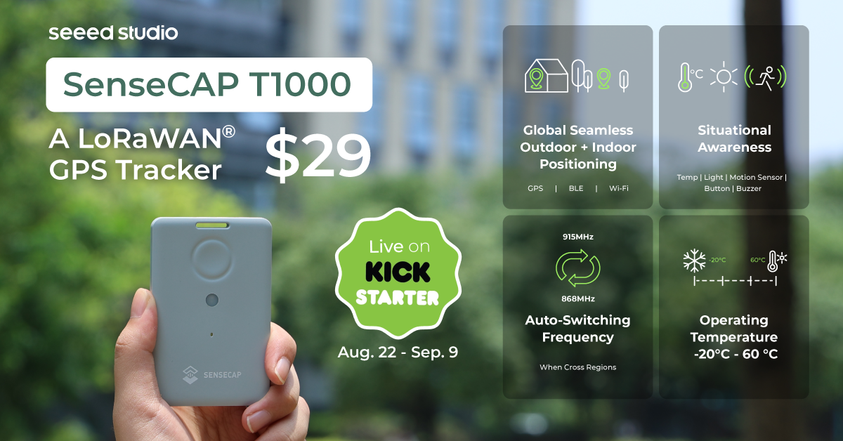Seeed Studio, 3 Saat İçinde Kickstarter’da Varlık ve Personel Takibi için Kart Boyutunda LoRaWAN GPS İzleyicisini Tanıtıyor