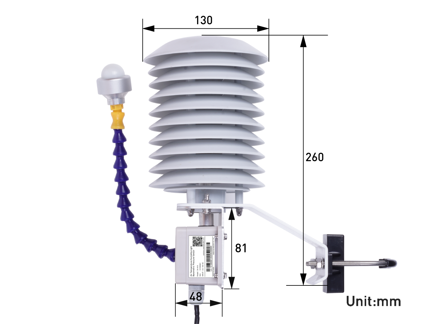 SenseCAP ORCH S4 4-In-1 Weather Sensors (A1B), Air Temperature/Humidity/Atmospheric Pressure/Light - with waterproof aviation connector - Image 8