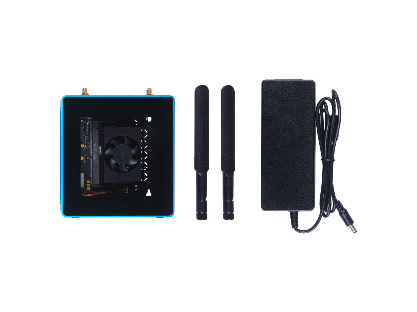 Jetson SUB Mini PC-Blue with Jetson Xavier NX module, Aluminium case with cooling fan, 128GB SSD, WiFi, Antennas and pre-installed JetPack System - Image 5