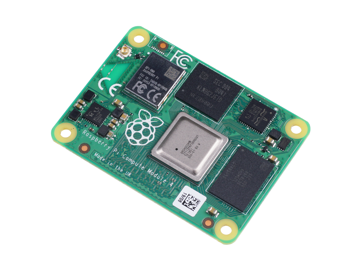Raspberry Pi Compute Module 4 - 4GB RAM, 16GB eMMC, 2.4/5.0GHz Wi-Fi & Bluetooth 5.0 (CM4104016)