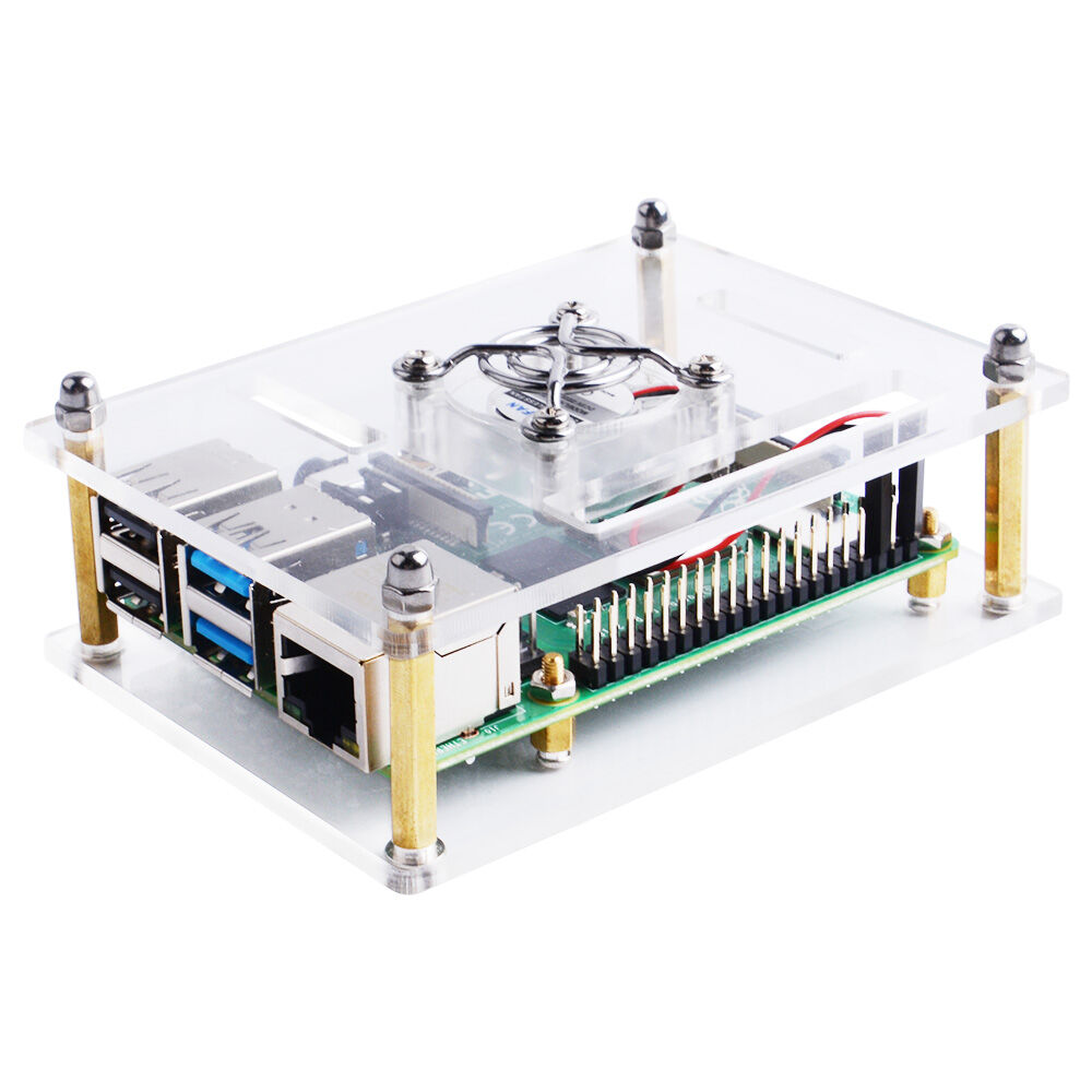 Raspberry Pi Single Layer Acrylic Case with Transparent Fan (Support Pi 4) - Image 2