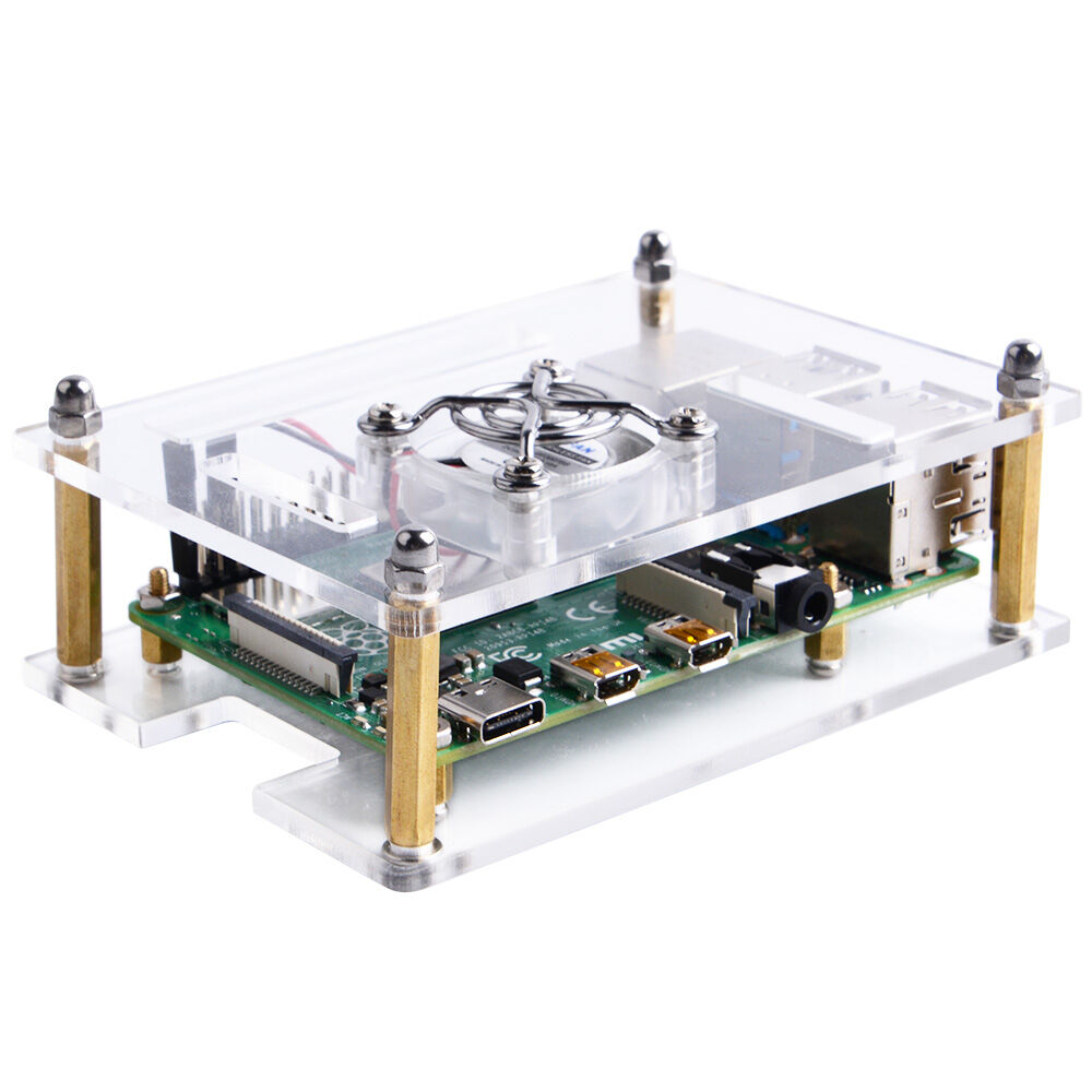 Raspberry Pi Single Layer Acrylic Case with Transparent Fan (Support Pi 4) - Image 3