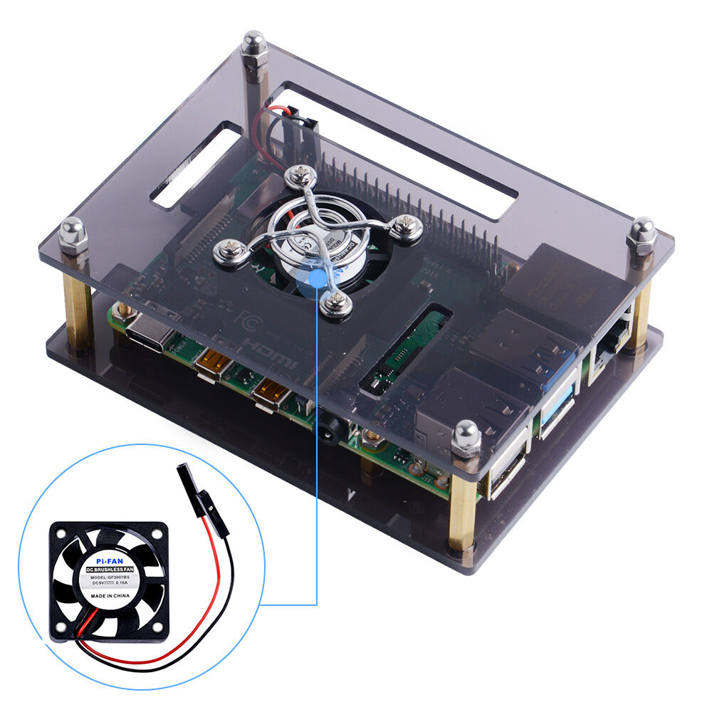 Raspberry Pi Brown Single Layer Acrylic Case with Fan (Support Pi 4) - Image 4