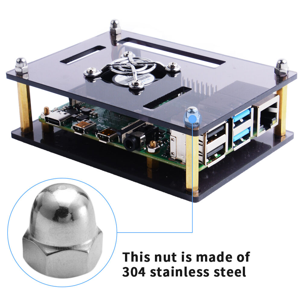 Raspberry Pi Brown Single Layer Acrylic Case with Fan (Support Pi 4) - Image 5