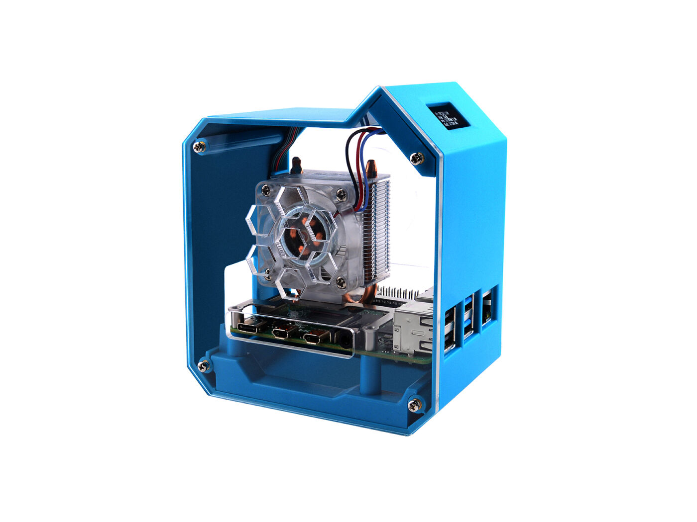 Mini Tower Case Kit for Raspberry Pi 4B - ABS material, Strong Heat Dissipation, OLED Screen Display, Elegant Appearance, Precise Positioning of Holes, Easy Wiring, and Easy Cable Management - Image 3