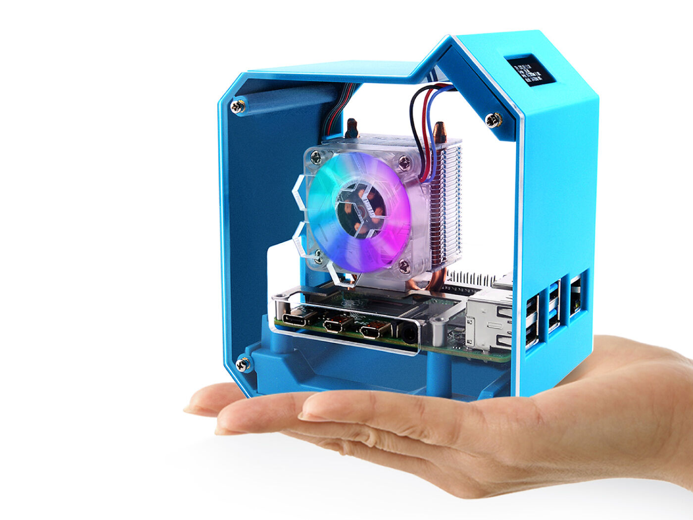 Mini Tower Case Kit for Raspberry Pi 4B - ABS material, Strong Heat Dissipation, OLED Screen Display, Elegant Appearance, Precise Positioning of Holes, Easy Wiring, and Easy Cable Management - Image 4