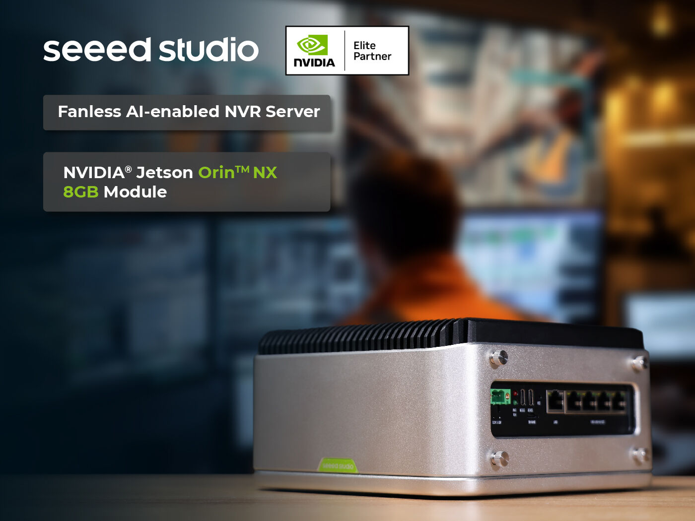 reServer Industrial J4011- Fanless AI-enabled NVR Server with NVIDIA Jetson Orin™ NX 8GB module
