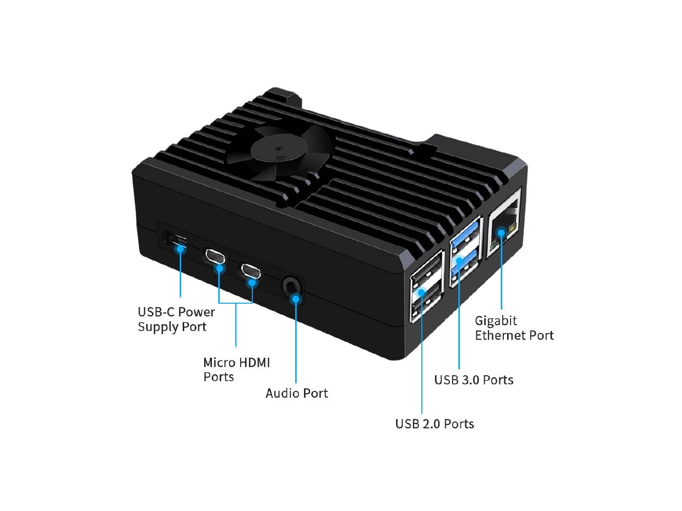 Aluminum Case with 3510 Fan for Raspberry Pi 4 - Image 3