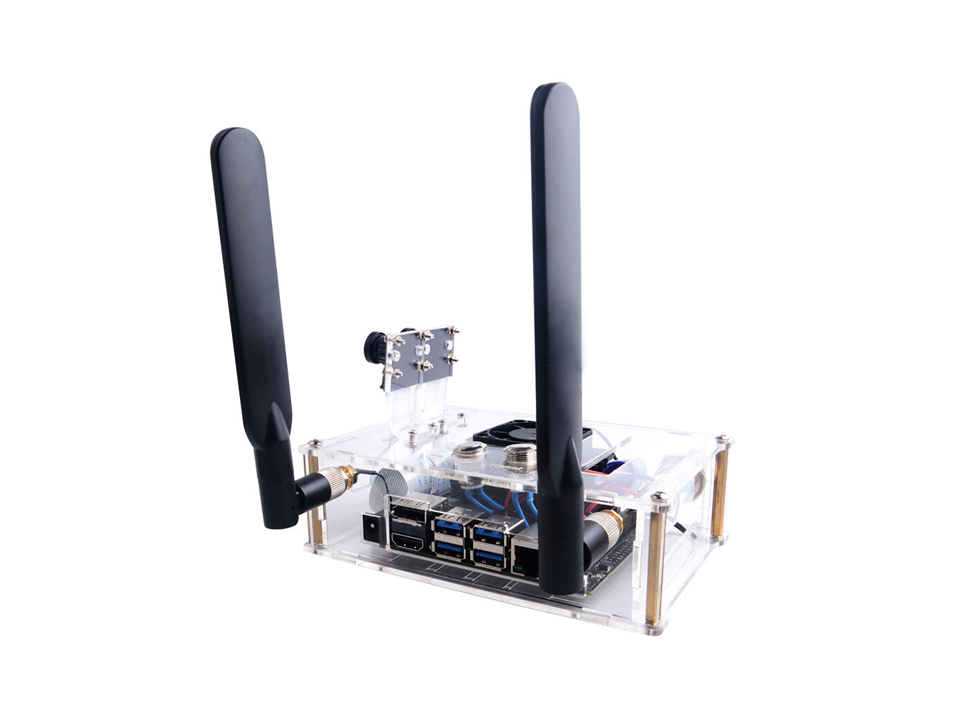 Acrylic Case for Jetson Nano B01 with Cooling Fan, Dual Antenna Mounts, Power/FR/RESET Buttons - Image 3
