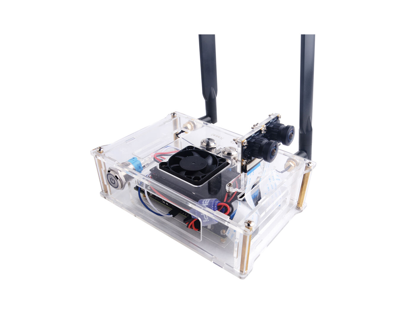 Acrylic Case for Jetson Nano B01 with Cooling Fan, Dual Antenna Mounts, Power/FR/RESET Buttons - Image 5