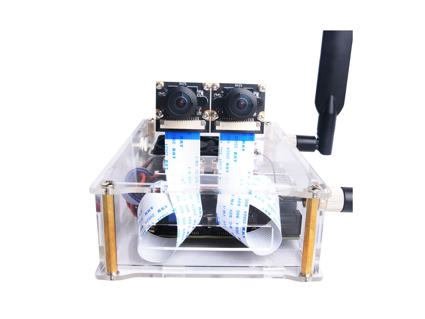 Acrylic Case for Jetson Nano B01 with Cooling Fan, Dual Antenna Mounts, Power/FR/RESET Buttons - Image 6