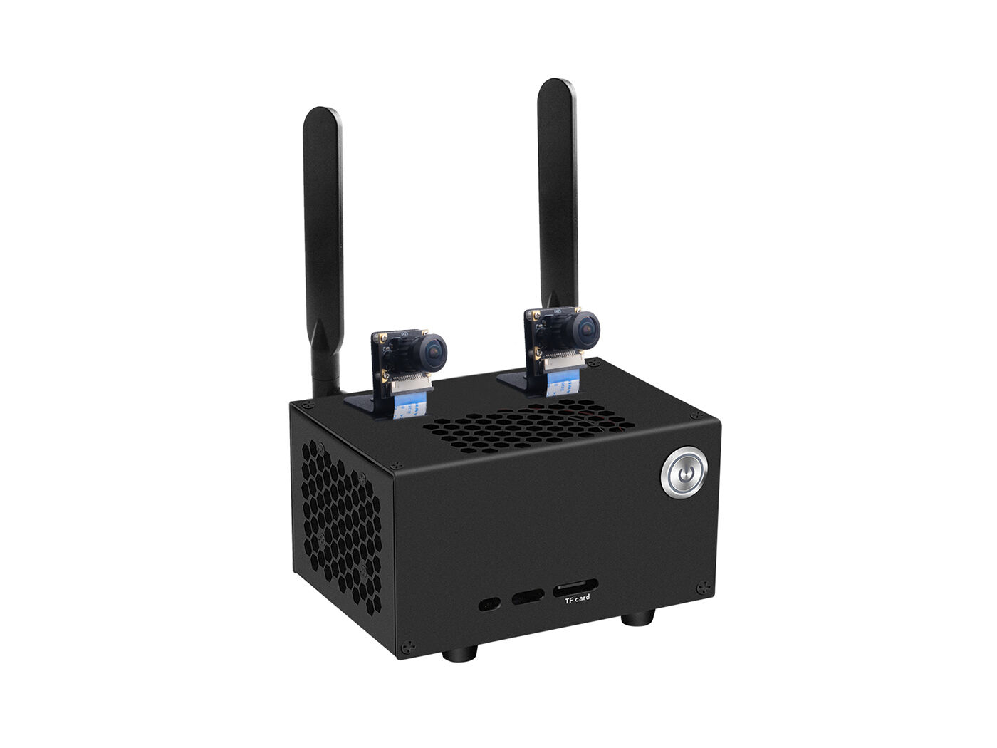 Iron Case for Jetson Nano B01 with Cooling Fan, Dual Antenna Mounts, Power/FR/RESET Buttons - Image 2