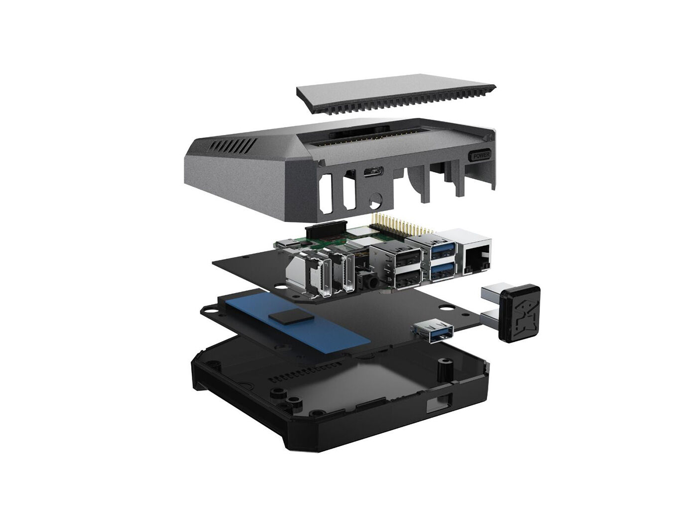 Argon ONE M.2 Aluminum Case for Raspberry Pi 4 - With SSD support via M.2, Two Full-Sized HDMI, Power Button, Cooling Fan & IR Support - Image 5