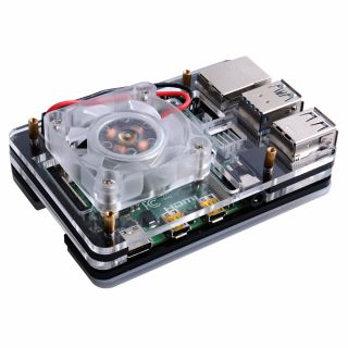 Black and Transparent Case with Single Fan (Support Pi 4B) - Image 2
