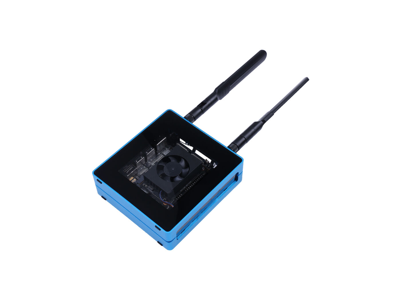 Jetson SUB Mini PC V2 - Blue with Jetson Xavier NX module, Aluminum case with cooling fan, 128GB SSD, WiFi, Antennas and pre-installed JetPack System - Image 2