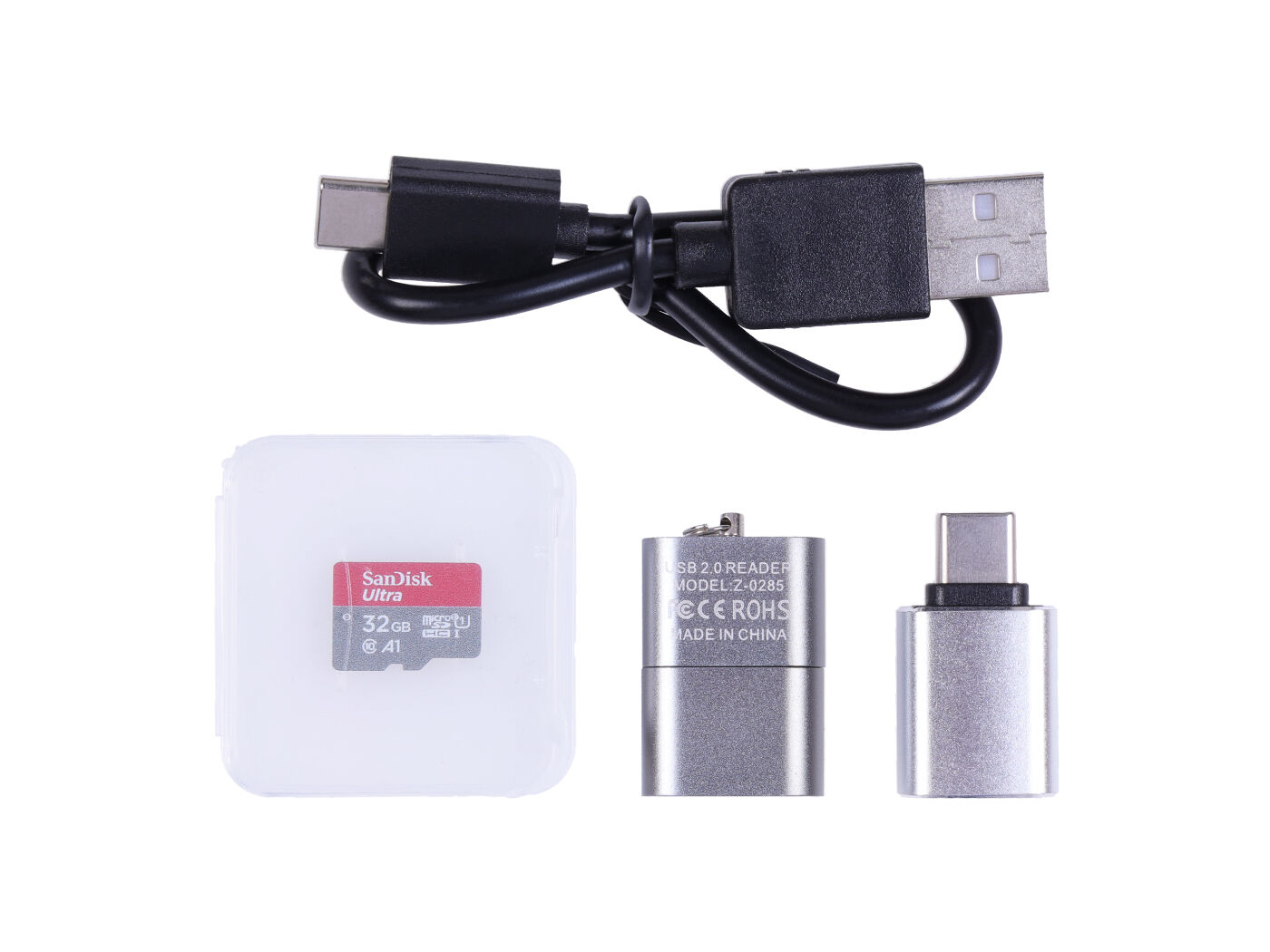 Micro SD Card Tool Kit - 32GB SanDisk SD card, SD card reader, Type-C to Type-A function module, 20cm Type-C to Type-A data cable - Image 2