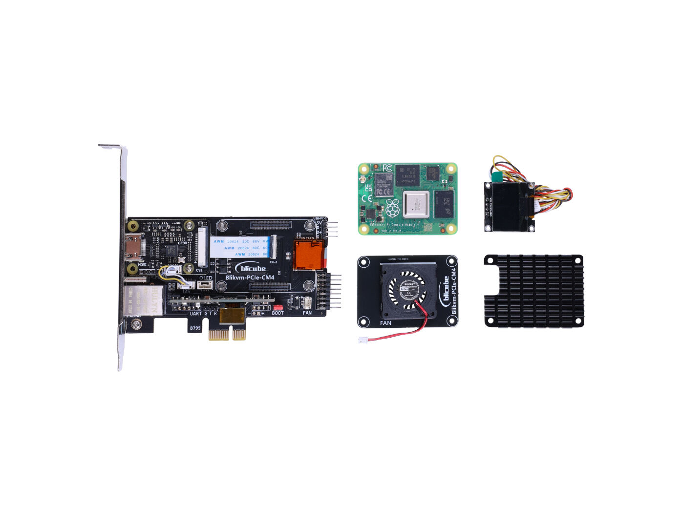 BliKVM Plug-n-Play PCIe- Raspberry Pi CM4, KVM-over-IP, CM4102000 included, easy-to-use, 1920×1080@60Hz Video Output, OLED display, Support both PoE and USB - Image 2