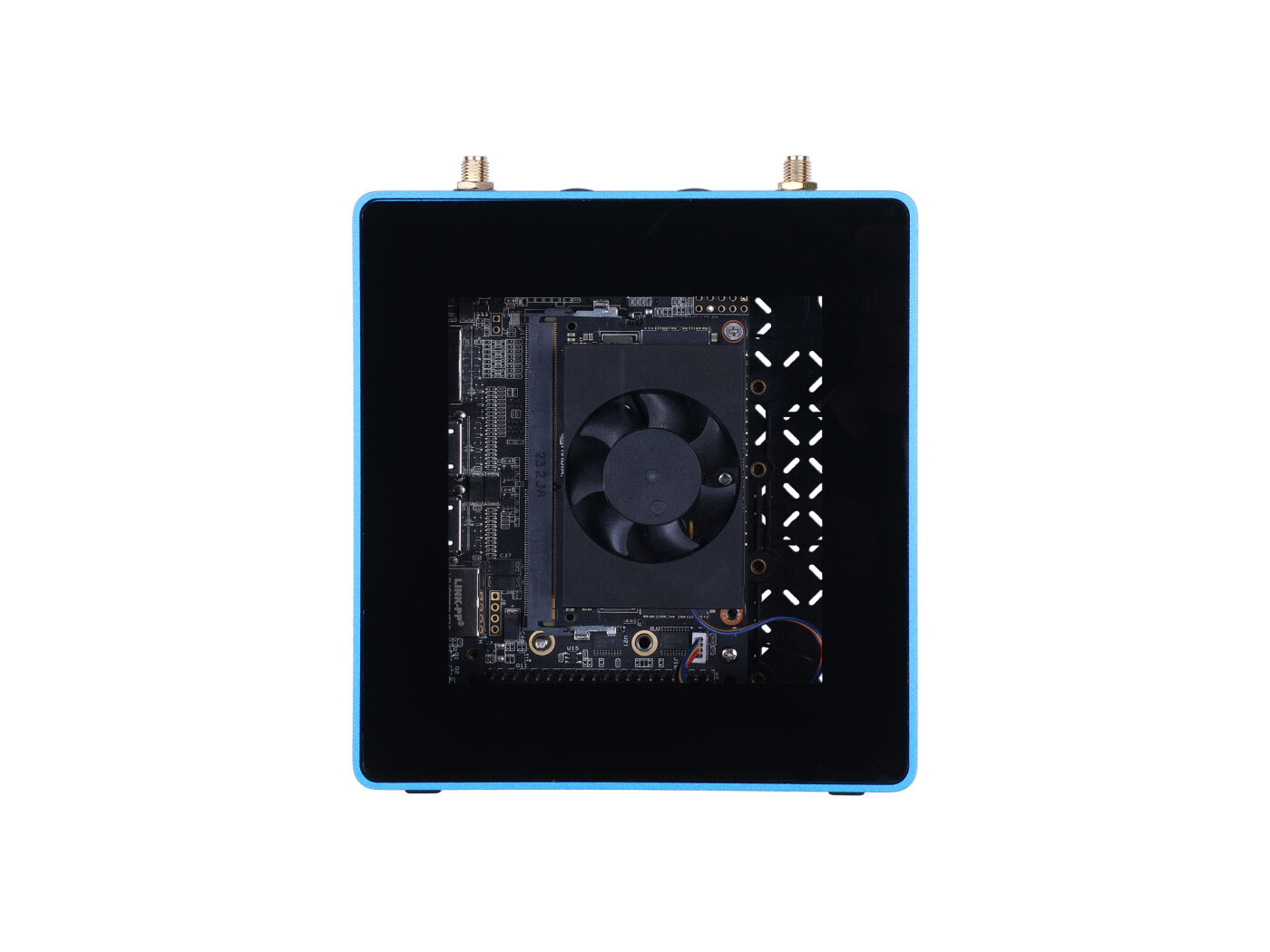 Jetson SUB Mini PC V2 - Blue with Jetson Xavier NX module, Aluminum case with cooling fan, 128GB SSD, WiFi, Antennas and pre-installed JetPack System - Image 3