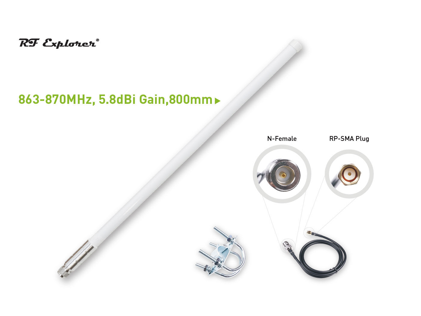 Helium için Fiberglas Anten Kiti; 863-870MHz; 5.8dBi; 800mm; RF Explorer RFELA-2/58X - Görsel 2
