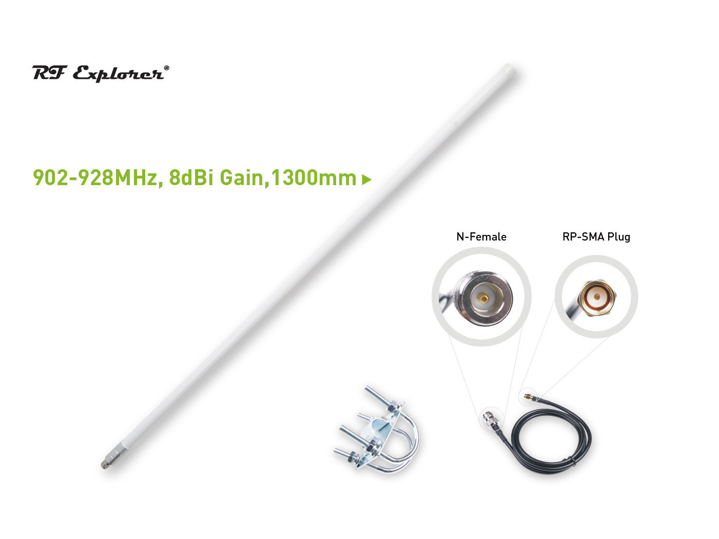 Helium için Fiberglas Anten Kiti; 902-928MHz; 8dBi; 1300mm - Görsel 2
