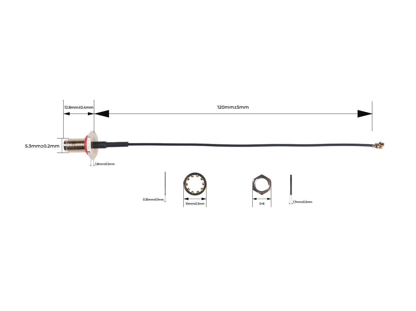 SMA to I-PEX Antenna Cable - 120mm - Image 4