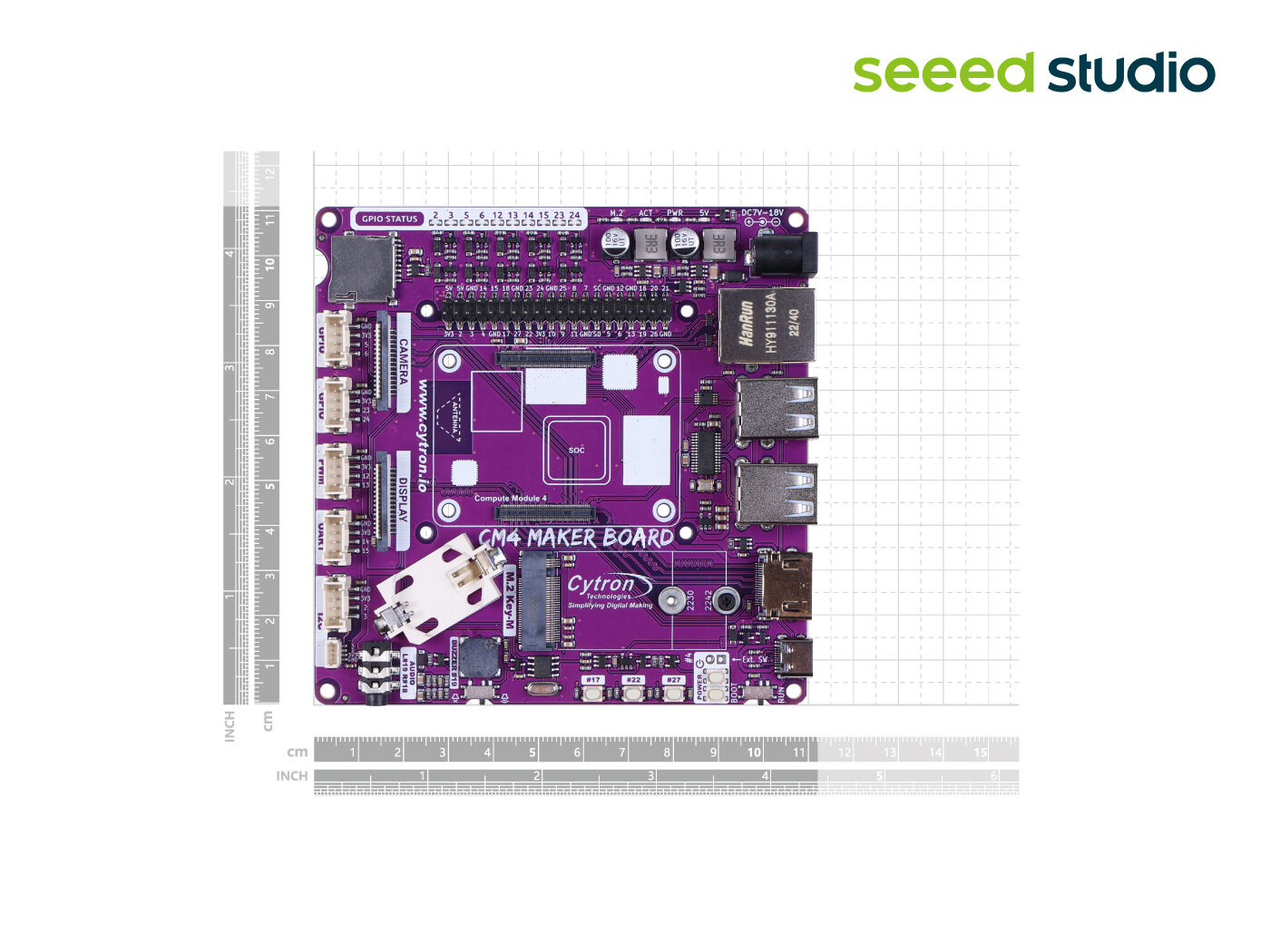 CM4 Maker Board - Gigabit Ethernet, CSI, DSI ekran, 5 Grove portu, M.2 Key M, microSD kart yuvası, JST-SH 4-Ways konektörü - Görsel 5