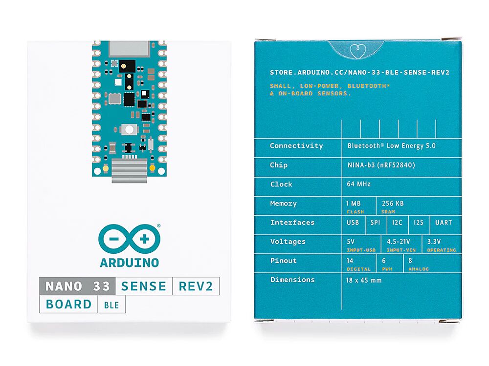 Arduino Nano 33 BLE Sense Rev2 - nRF52840 processor, BLE, AI-enabled, multiple onabord sensors, finger-size, Arduino and Python support - Image 5
