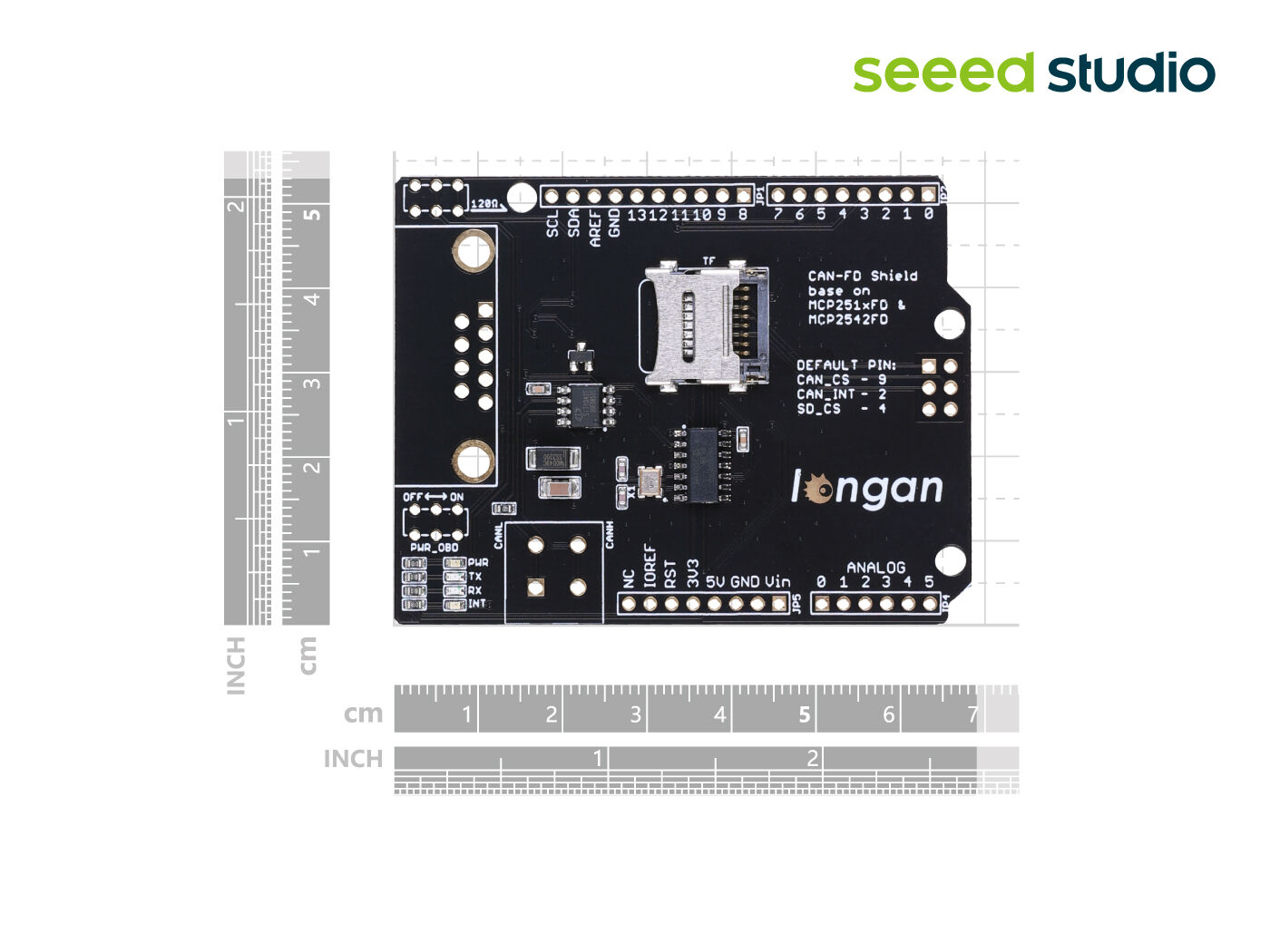 CAN FD Shield for Arduino - CAN-FD, CAN 2.0, industrial standard 9-pin sub-D, high-speed SPI interface, selectable OBD-II and CAN standard pinouts, adjustable chip select and INT pins - Image 6
