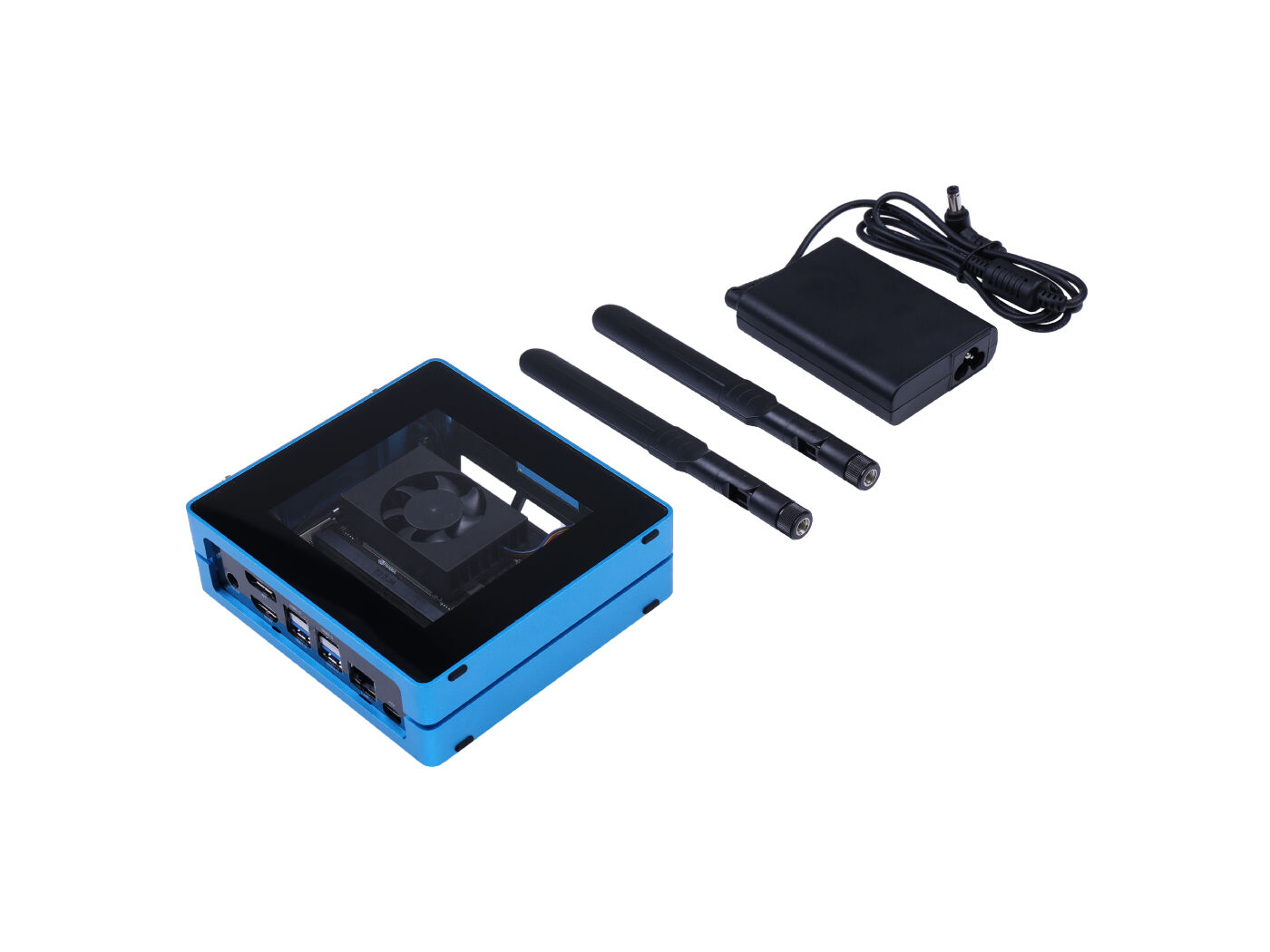 Jetson SUB Mini PC V2 - Blue with Jetson Xavier NX module, Aluminum case with cooling fan, 128GB SSD, WiFi, Antennas and pre-installed JetPack System - Image 6