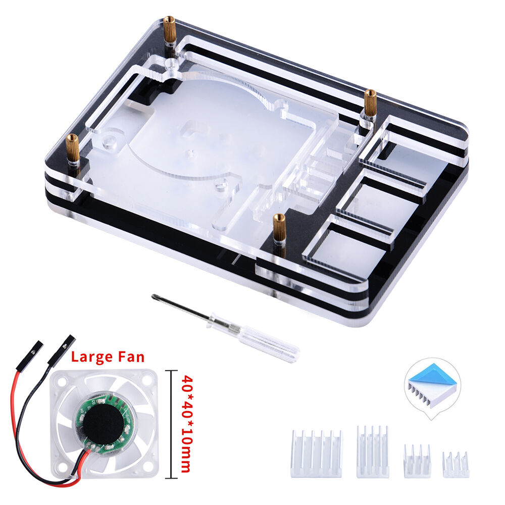 Black and Transparent Case with Single Fan (Support Pi 4B) - Image 4