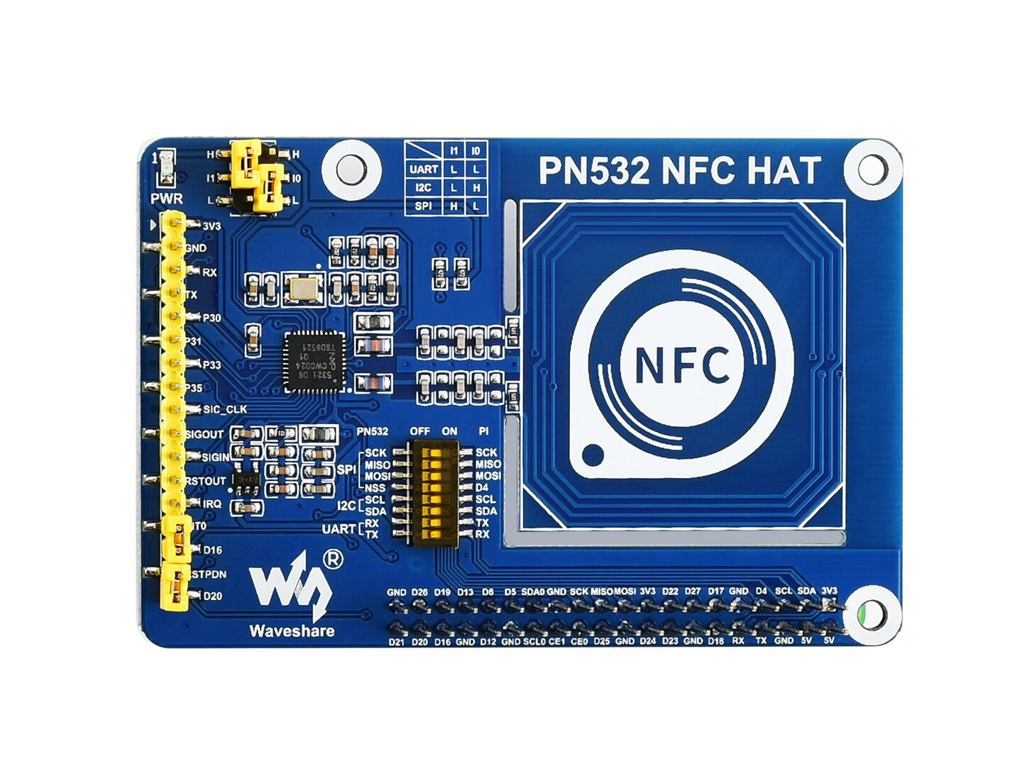 PN532 NFC HAT for Raspberry Pi, Arduino, and STM32, I2C / SPI / UART - Image 2