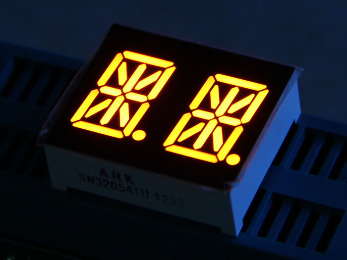 Dual Alphanumeric 14 Segment LED - Amber 0.54" Common Cathode