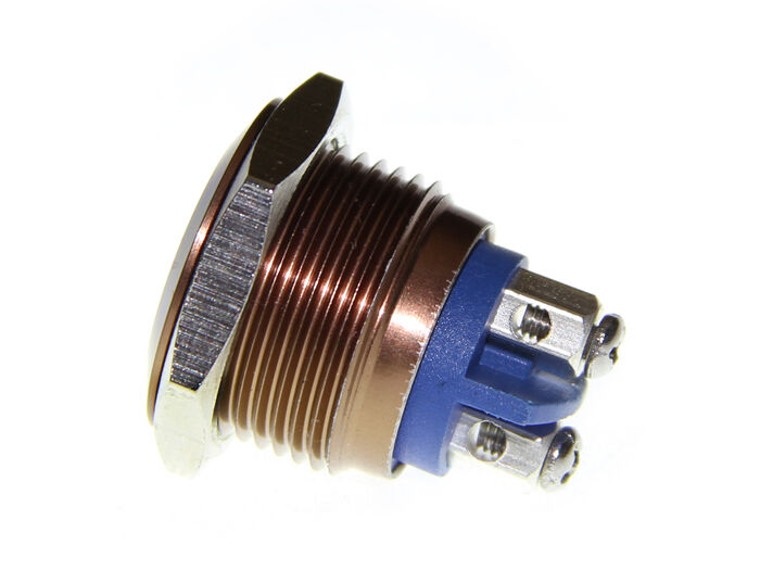 16mm Anti-vandal Metal Push Button - Chocolate Brow - Image 3