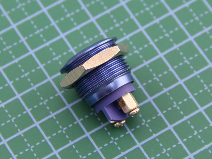 16mm Anti-vandal Metal Push Button - Royal Blue - Image 2
