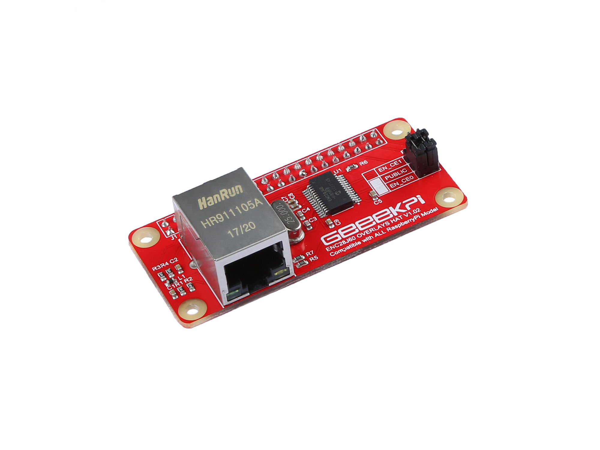 ENC28J60 RJ45 Ethernet LAN Network Adapter HAT for Raspberry Pi Zero/ Wio Terminal