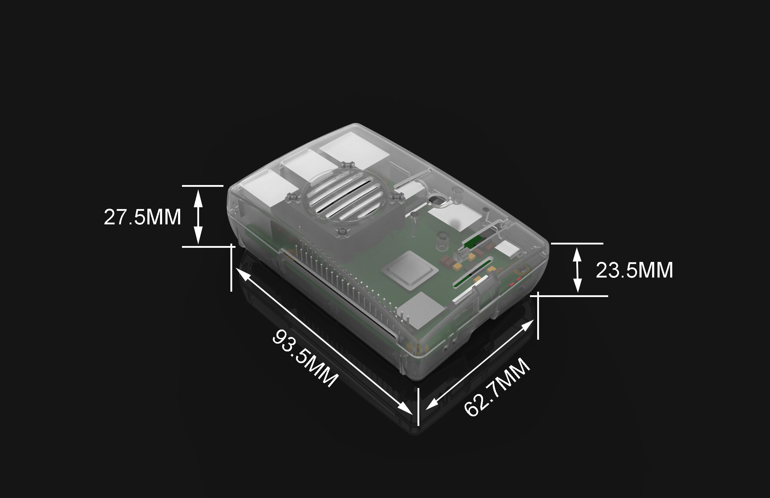 Transparent ABS Enclosure with Cooling Fan for Raspberry Pi 3 Model B & 3B+ - Image 4