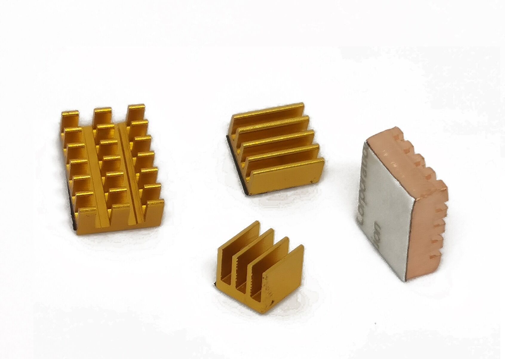 Heat Sink Kit for Raspberry Pi 4B - Gold Aluminum and Copper Blocks - Image 3