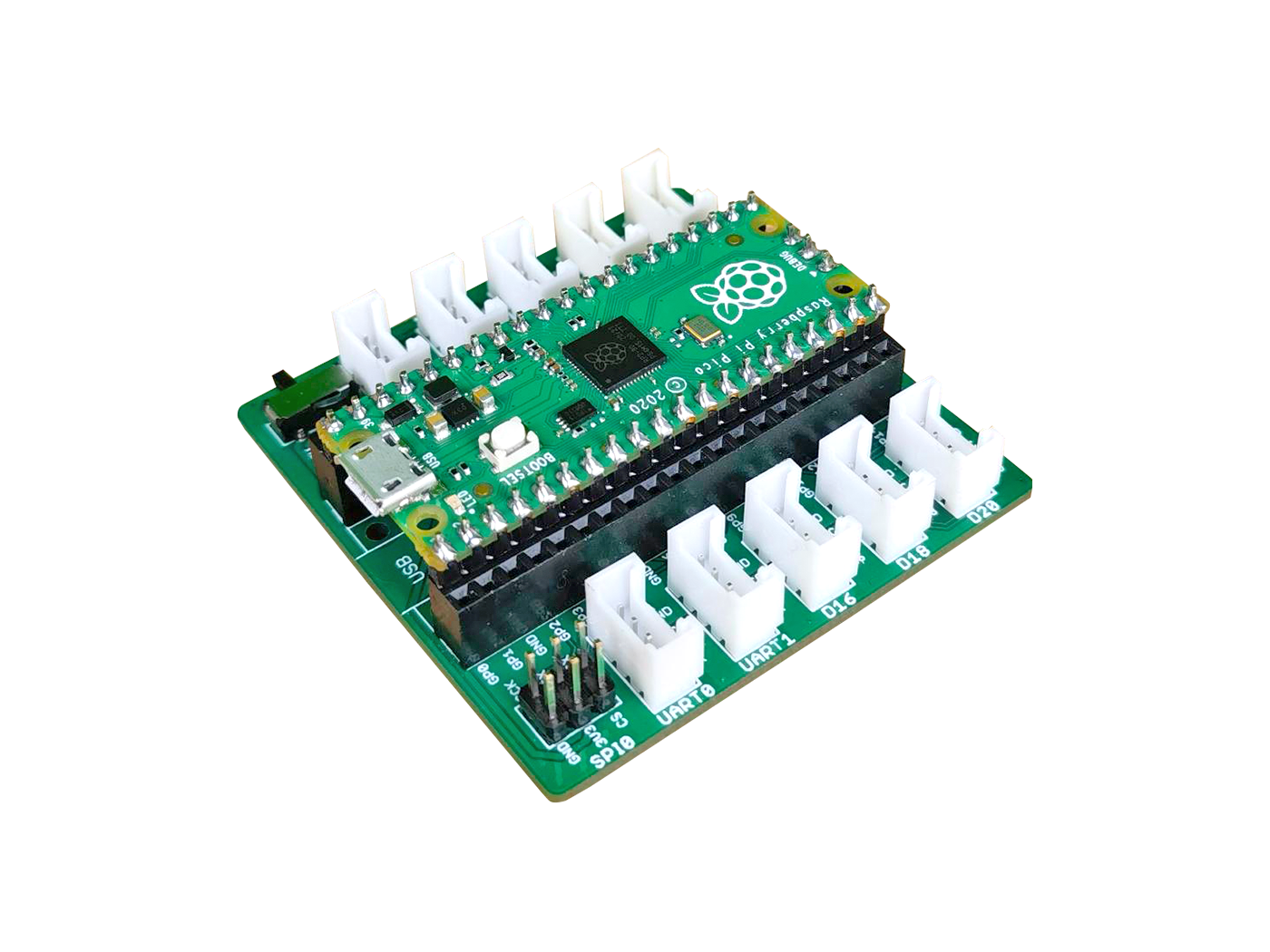 Grove Shield for Pi Pico - All female headers output, Grove interface for 2× I2C, 2× UART, 3× Digital, 3× Analog, Power Switch, 1x SPI, SWD Debug Interface - Image 4