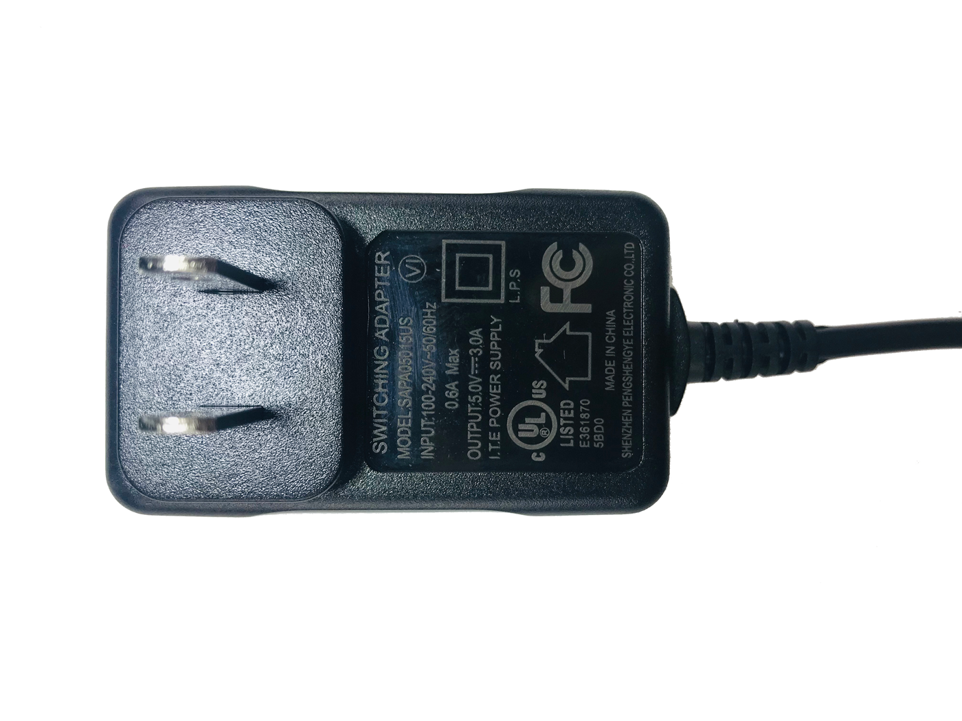 Wall Adapter Power Supply - 5VDC 3A Type-C