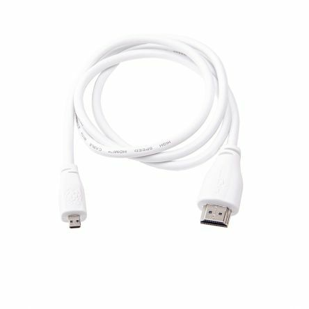 Raspberry Pi 4 Official micro HDMI to Standard HDMI Male Cable - 1m White - Image 2