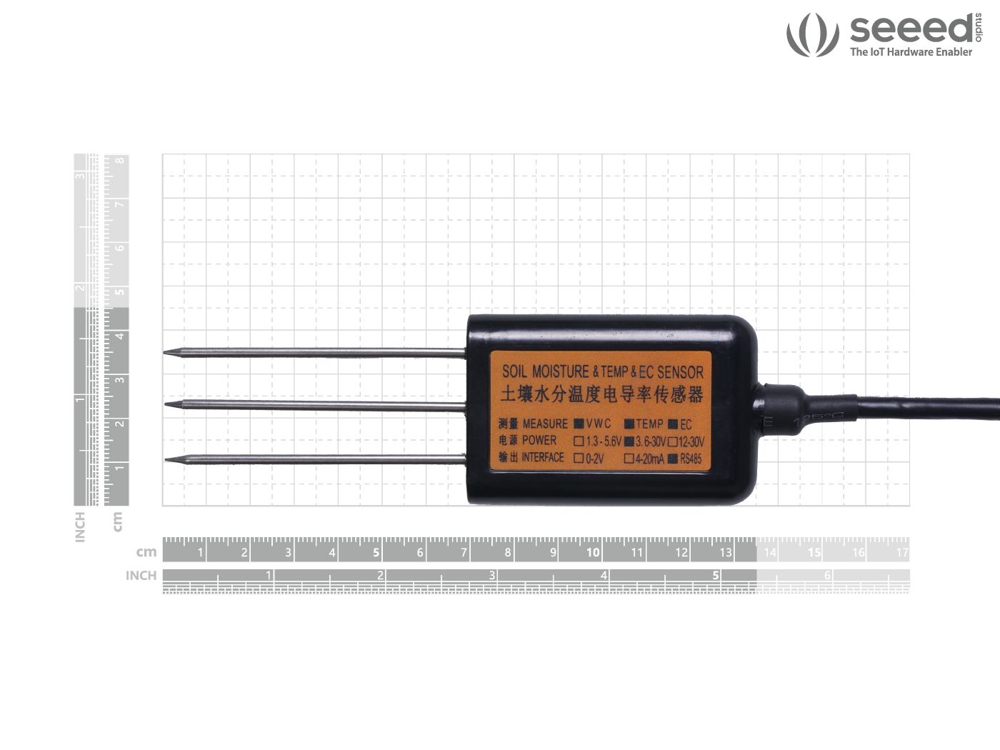 Industrial Soil Moisture & Temperature & EC Sensor MODBUS-RTU RS485 (S-Soil MTEC-02B), with waterproof aviation connector - Image 5