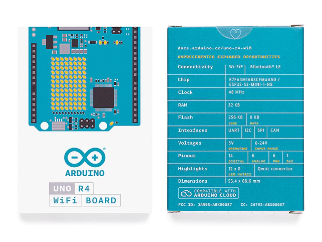 Arduino UNO Rev4 WiFi, 32-bit, Renesas RA4M1 - Arm Cortex -M4, ESP32-S3 Wi-Fi® module, Bluetooth, 12x8 LED Matrix, Qwiic Connector, VRTC - Image 5