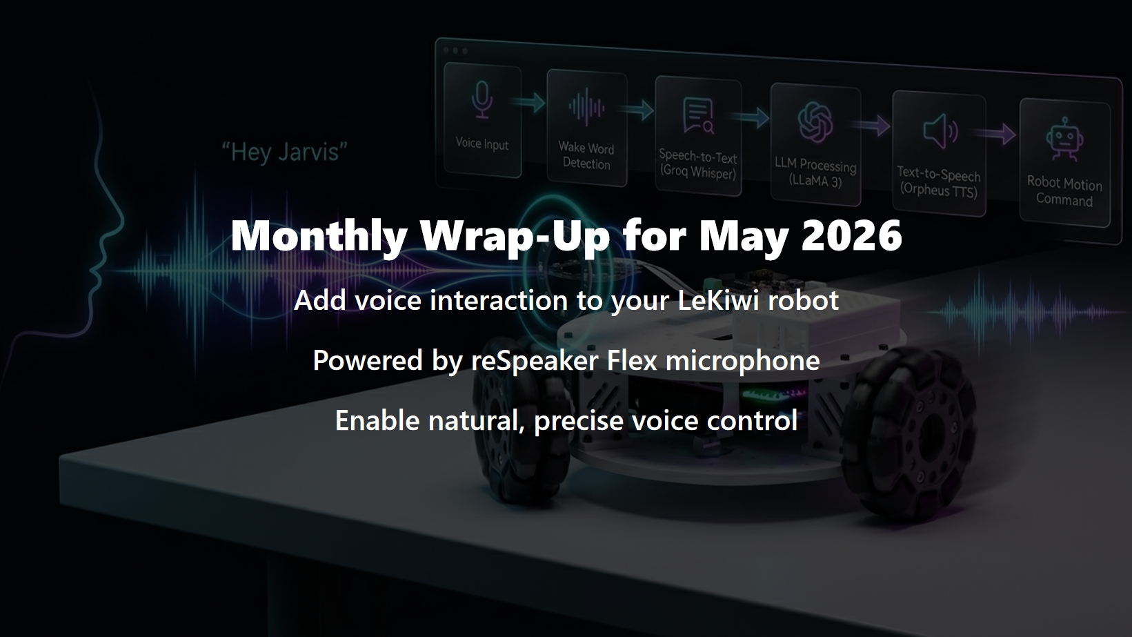 Mayıs 2026 için Aylık Değerlendirme LeKiwi robotunuza ses etkileşimi ekleyin reSpeaker Flex mikrofonu ile güçlendirilmiş Doğal, hassas ses kontrolünü etkinleştirin