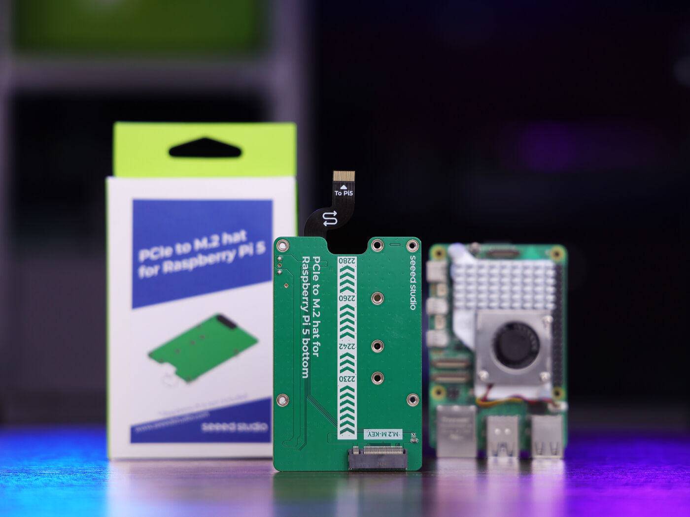 Raspberry Pi 5 için PCIe'den M.2'ye hat, NVMe SSD'yi destekler, Hailo8/8L'yi destekler.