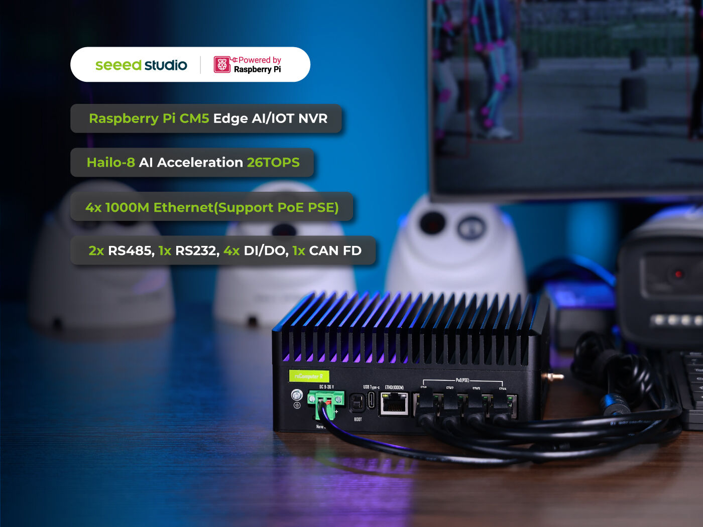 reComputer Industrial R22 & Optional Accessories - The Most Reliable and Powerful Raspberry Pi Edge AI/IOT NVR with 26 Tops