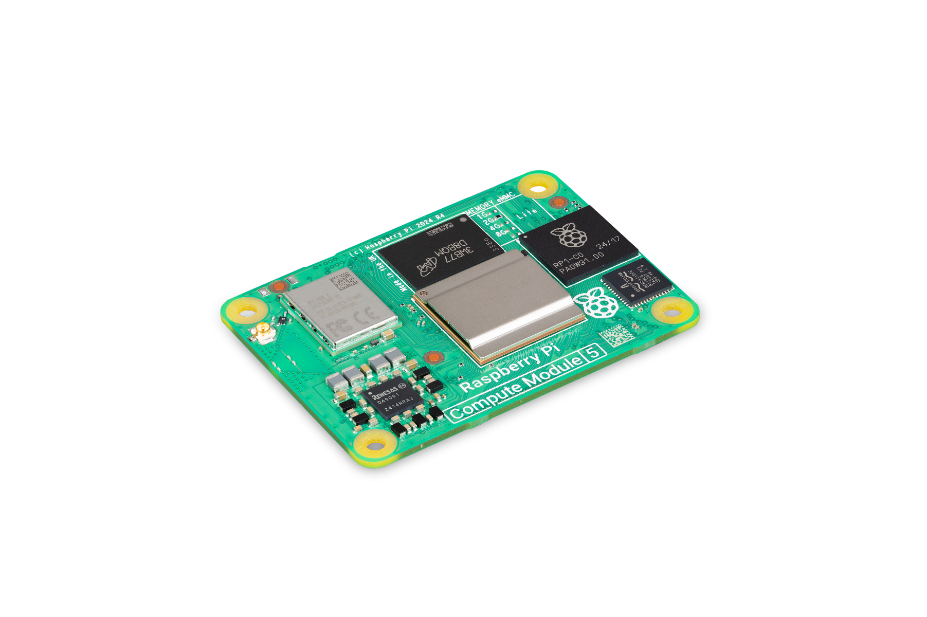 Raspberry Pi Compute Module 5 - 2GB RAM, 16GB eMMC, 2.4/5.0GHz Wi-Fi & Bluetooth 5.0 (CM5102016)