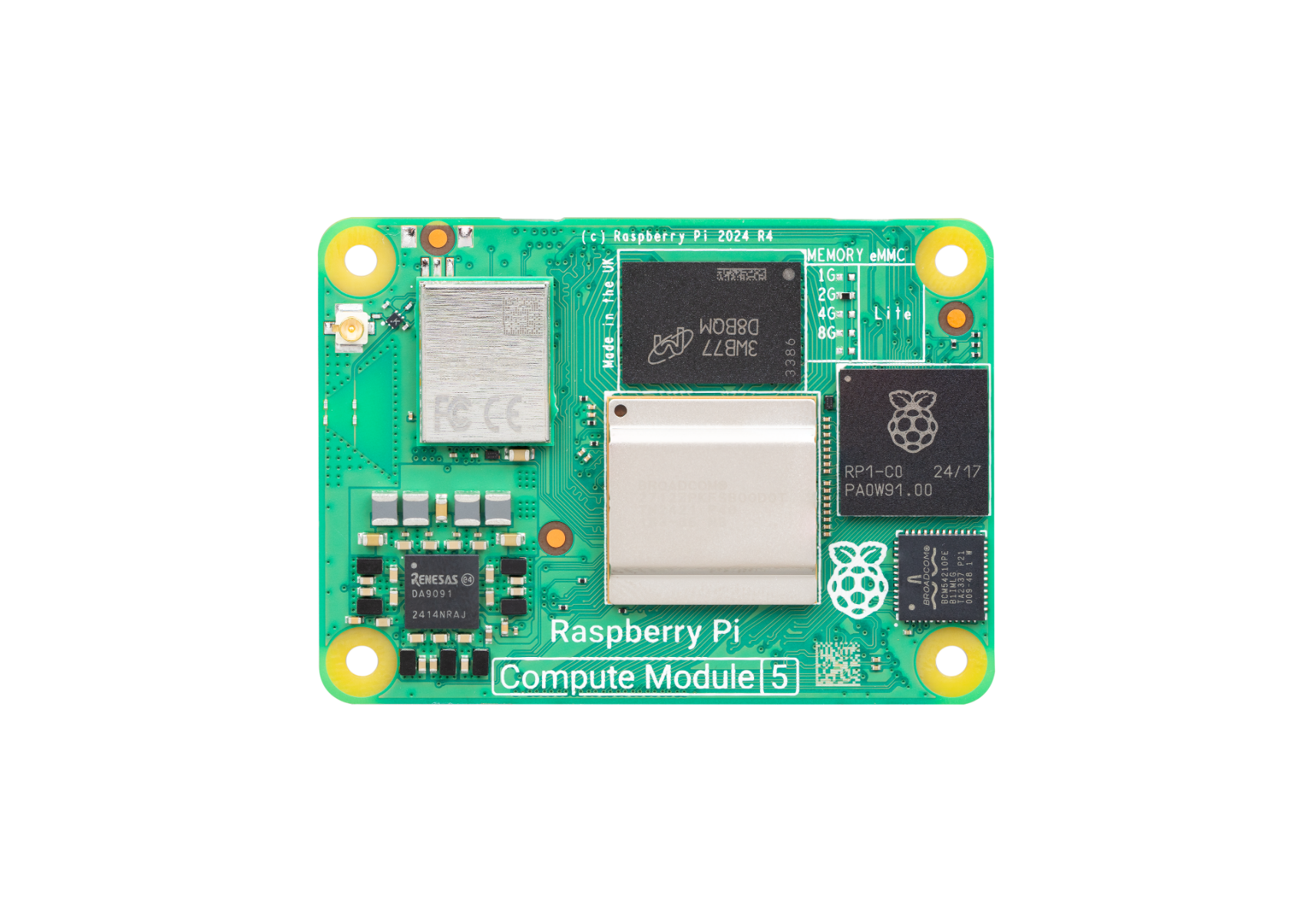 Raspberry Pi Compute Module 5 - 2GB RAM, 2.4/5.0GHz Wi-Fi & Bluetooth 5.0 (CM5102000)