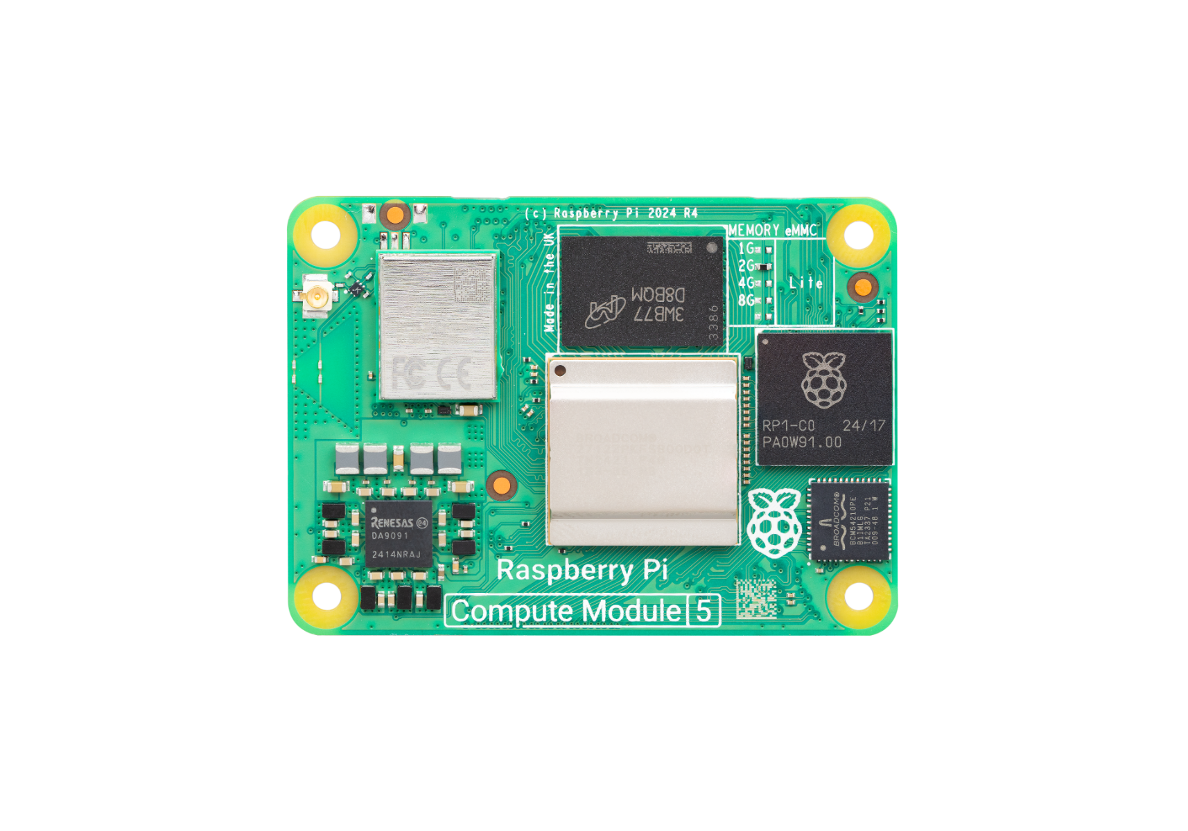 Raspberry Pi Compute Module 5 - 16GB RAM, 2.4/5.0GHz Wi-Fi ve Bluetooth 5.0 (CM5116000)
