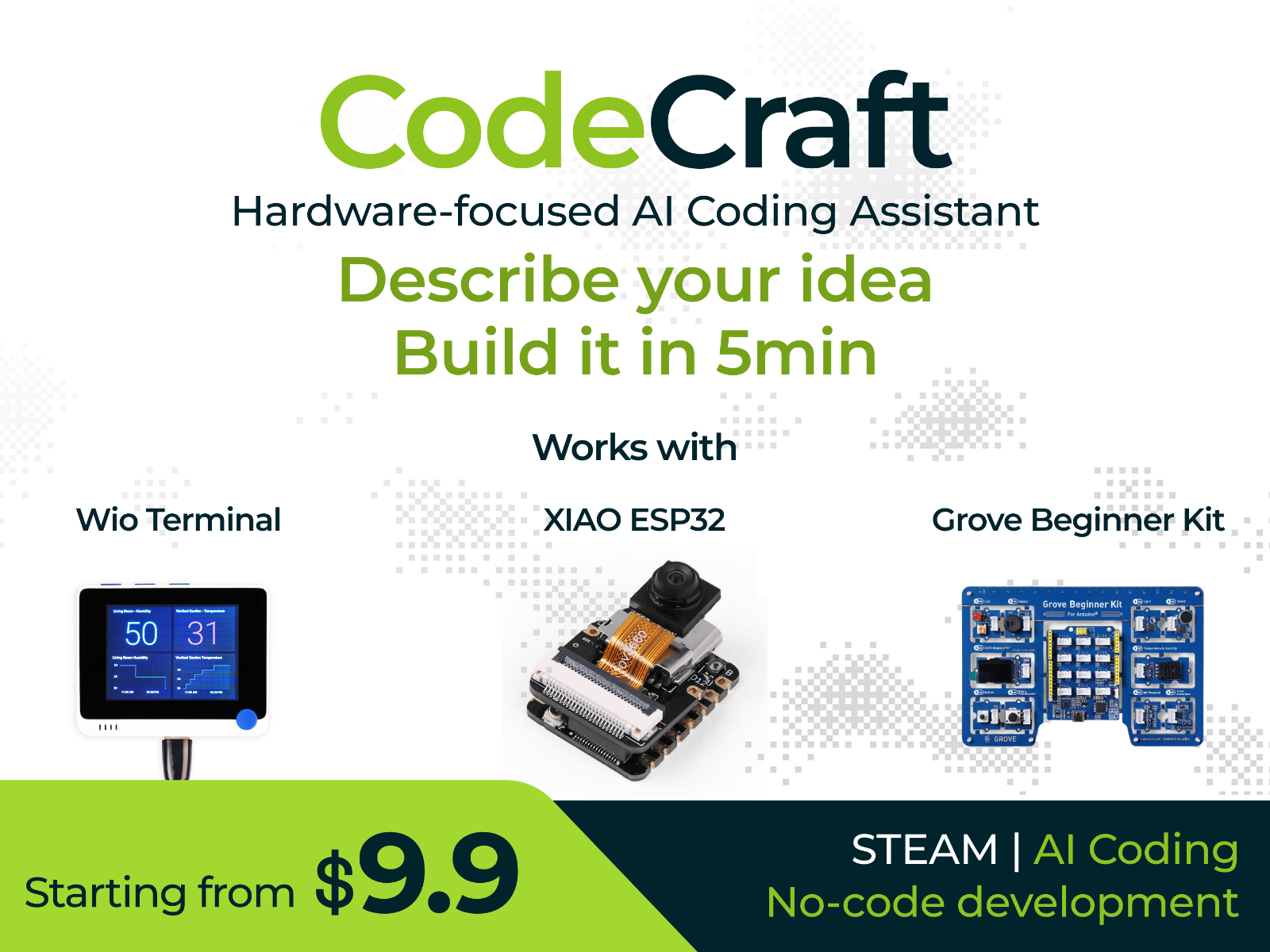 CodeCraft Bundle— Hardware-focused AI Coding Assistant for Wio Terminal, Grove Beginner Kit & XIAO ESP32